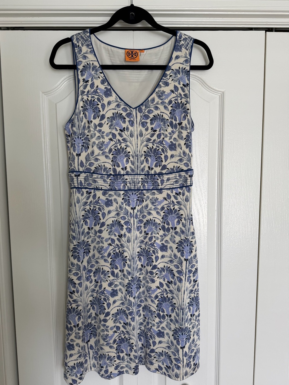 Tory Burch Blue and White Floral Sleeveless Mini Dress
